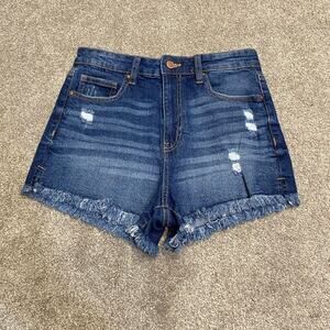 Y2k 00s grunge streetwear Festival Frayed Vtg Trendy Distressed Denim Short Sz 9